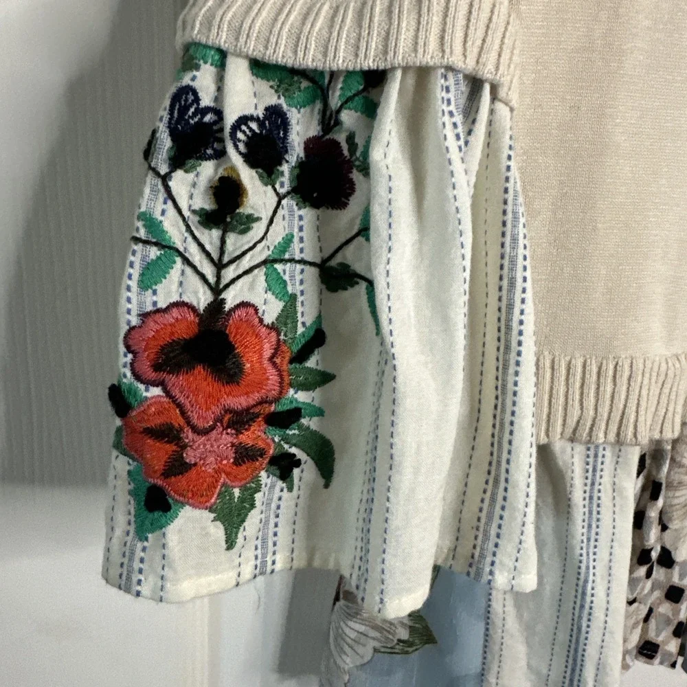 John Mark Pullover Sweater‎ Top w/ Fringe Accent  3/4